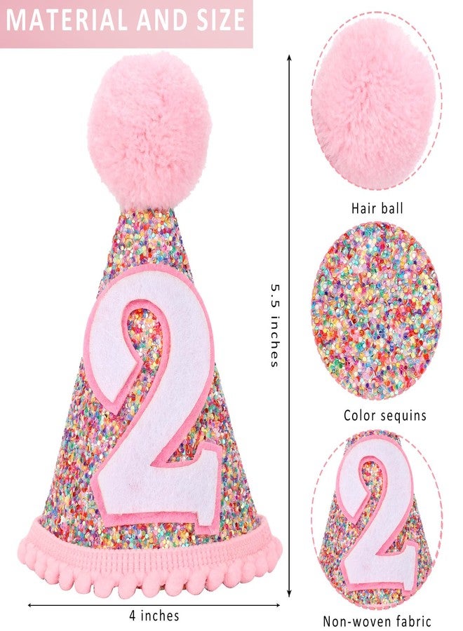 Eoopoon Rainbow Birthday Party Hat, Glitter Cone Crown for Boys and Girls - Perfect Decoration (Cone 2) - Image 2