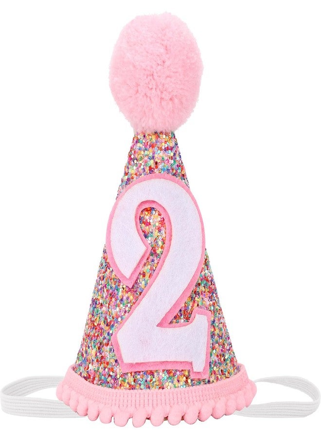 Eoopoon Rainbow Birthday Party Hat, Glitter Cone Crown for Boys and Girls - Perfect Decoration (Cone 2) - Image 1
