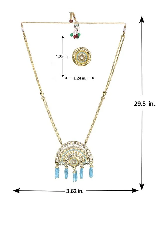 VOYLLA Gwalior Gold Toned Half-Dome Necklace Set