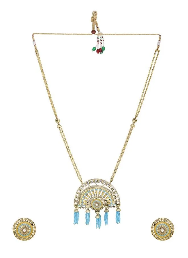 VOYLLA Gwalior Gold Toned Half-Dome Necklace Set