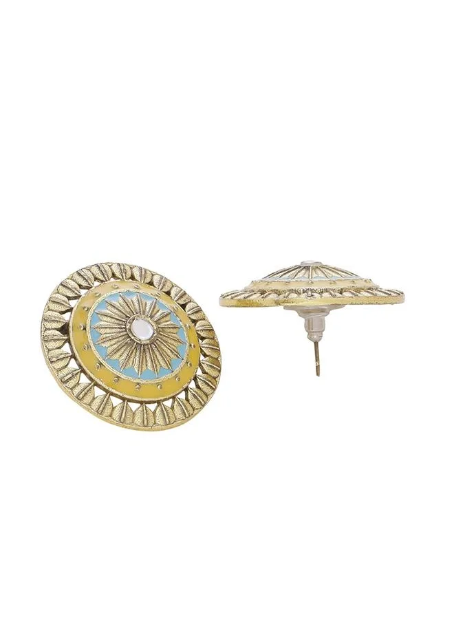 VOYLLA Gwalior Gold Toned Half-Dome Necklace Set