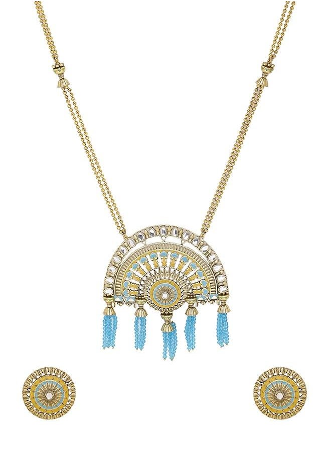 VOYLLA Gwalior Gold Toned Half-Dome Necklace Set  - Image 2