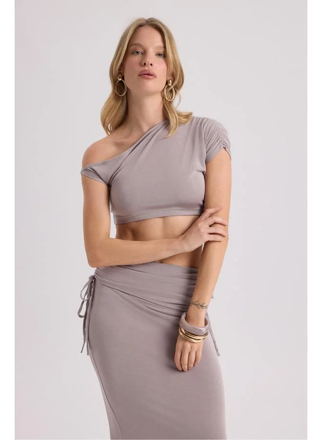 MAI STUDIOS CO. Ivan Ruffled Lilac Crop Skirt Set.