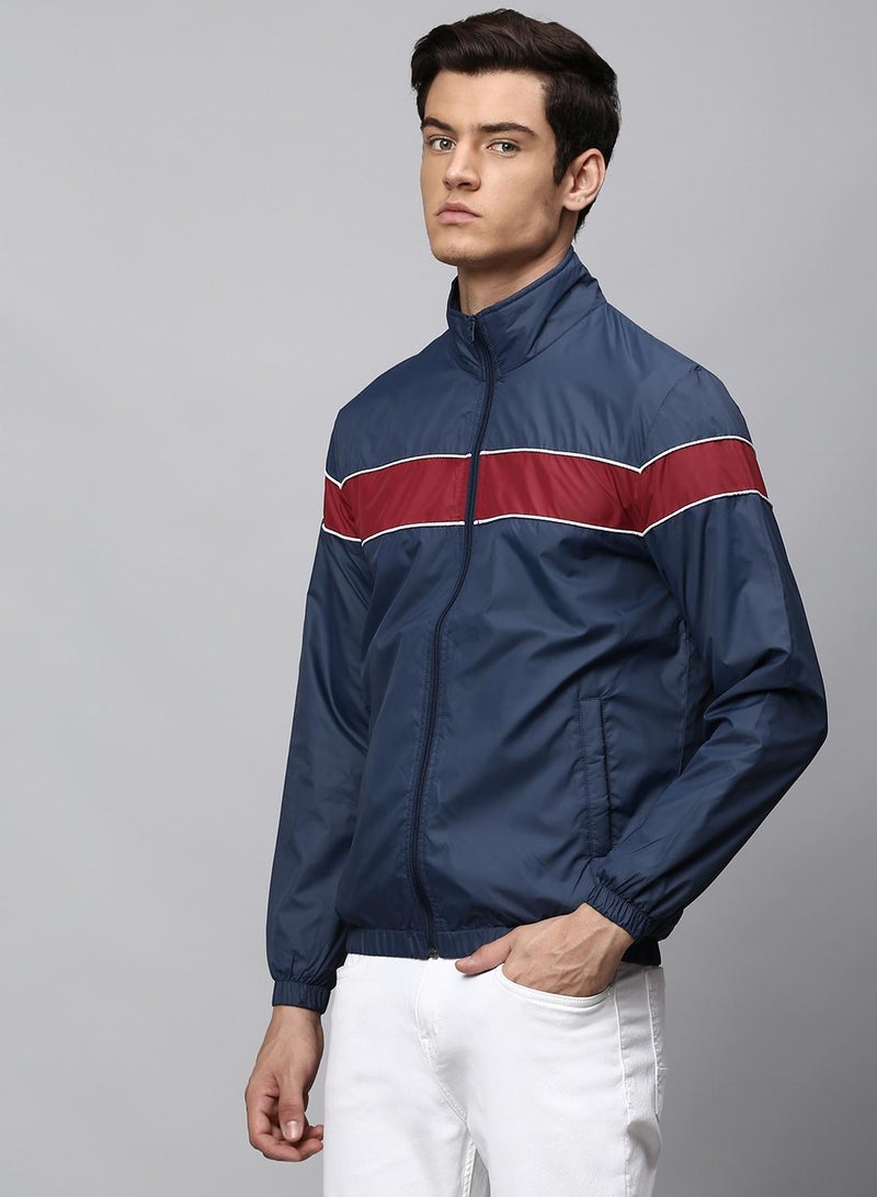 Dennis Lingo Men's Bright Navy 100% Polyester Striped Regular Fit Jacket - Image 2