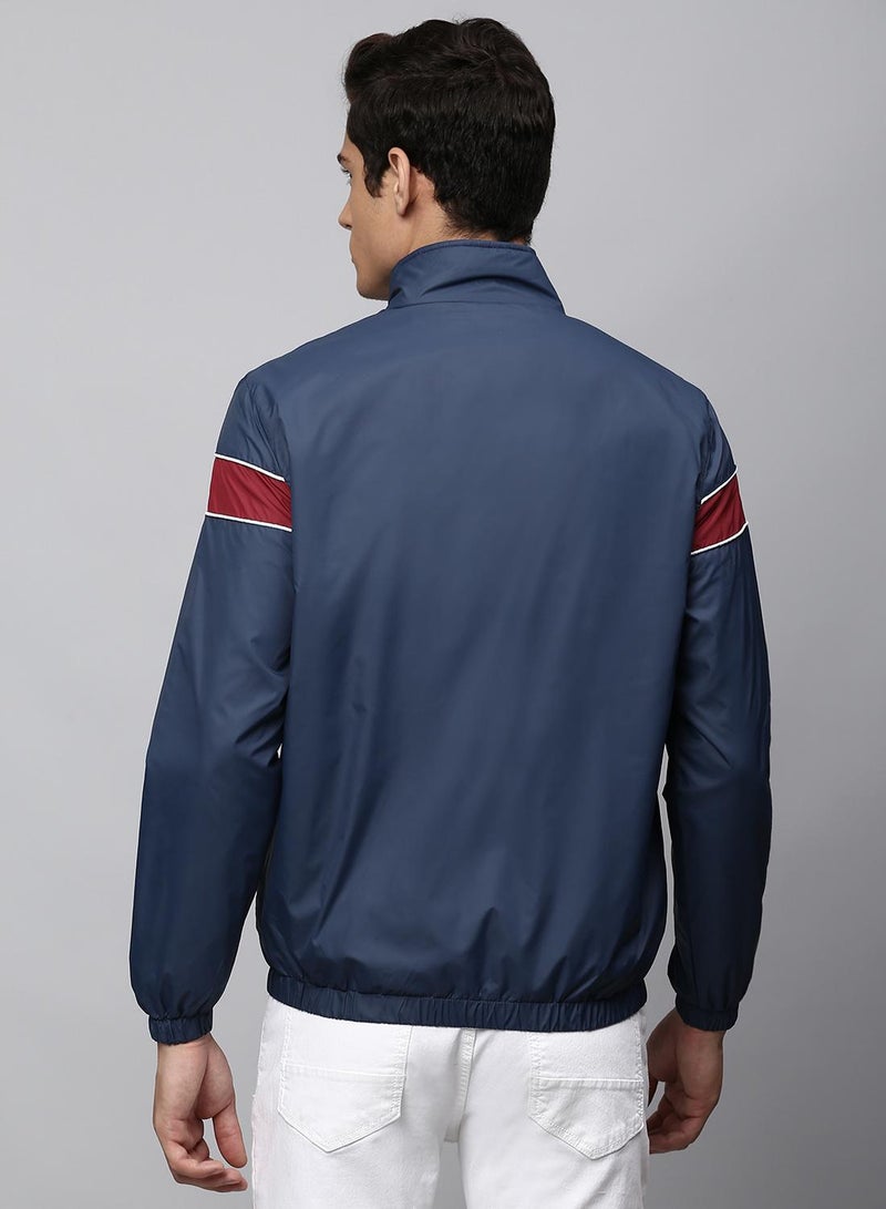 Dennis Lingo Men's Bright Navy 100% Polyester Striped Regular Fit Jacket - Image 3