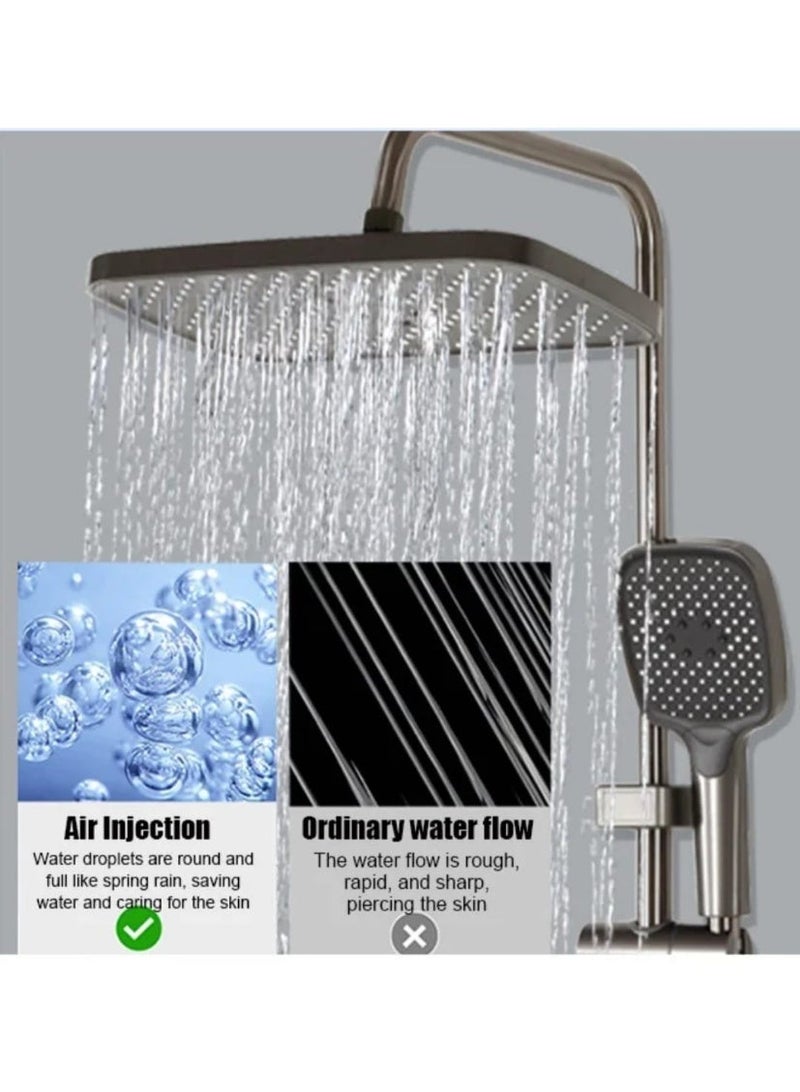 الفجر طقم دش حمام بيانو فاخر صناعة إيطالية لون كروم مع رأس علوي مربع ودش يدوي ونظام تحكم متعدد الوظائف - Image 2