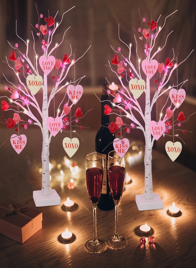دكتور دودو مجموعة إضاءة شجرة البتولا من دكتور دودو، قطعتان بطول 24 بوصة، زينة على شكل قلب معلقة على شكل غصن صناعي، إضاءة مسبقة لشجرة بونساي توضع على الطاولة، أغصان مضيئة لتزيين المنزل وحفلات الزفاف والطاولات. - Image 4
