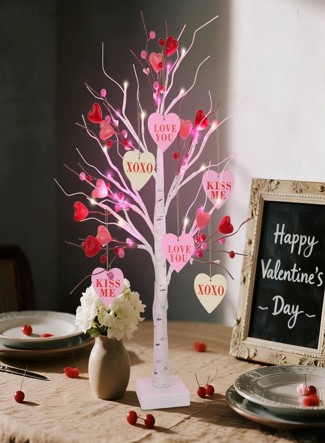 دكتور دودو مجموعة إضاءة شجرة البتولا من دكتور دودو، قطعتان بطول 24 بوصة، زينة على شكل قلب معلقة على شكل غصن صناعي، إضاءة مسبقة لشجرة بونساي توضع على الطاولة، أغصان مضيئة لتزيين المنزل وحفلات الزفاف والطاولات. - Image 3