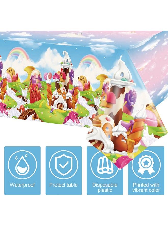 Tiamon 3 Pieces Candyland Birthday Tablecloths Ice Cream Table Covers Sweet Candy Party Table Decorations For Kids Girls Boys Birthday Party Baby Shower Table Supplies 54 X 108 Inch - Image 5
