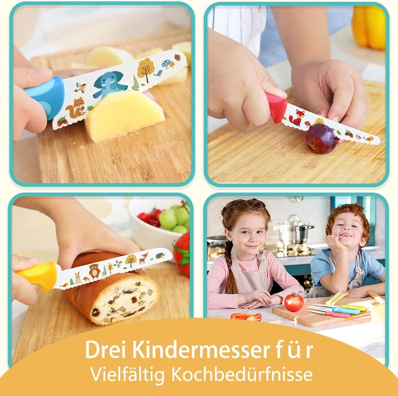 Kibbidea Children's Knife Set, Stainless Steel, Children's Safety Knives, Serrated, Kitchen Knives for Children, Knives for Children (Colourful) - Image 4