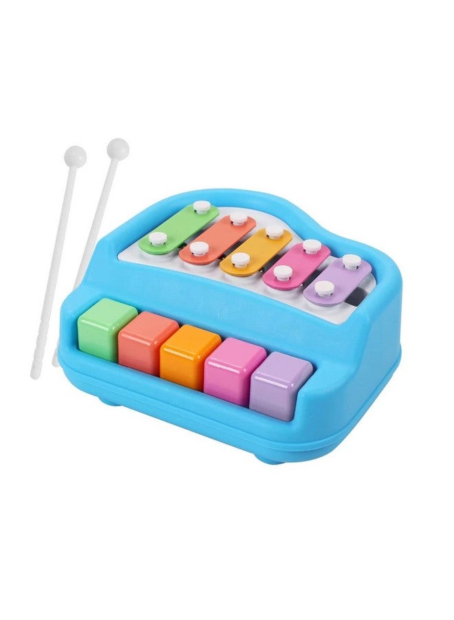 فنبلاست إكسيليفون فن بلاست - إكسيليفون للأطفال، آلات موسيقية للأطفال، إكسيليفون للأطفال، إكسيليفون لعمر سنة واحدة، طبول وآلات إيقاع للأطفال، ألعاب دق وضرب، ألعاب بيانو يدوي (أزرق) - Image 1