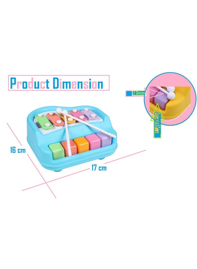 فنبلاست إكسيليفون فن بلاست - إكسيليفون للأطفال، آلات موسيقية للأطفال، إكسيليفون للأطفال، إكسيليفون لعمر سنة واحدة، طبول وآلات إيقاع للأطفال، ألعاب دق وضرب، ألعاب بيانو يدوي (أزرق) - Image 2