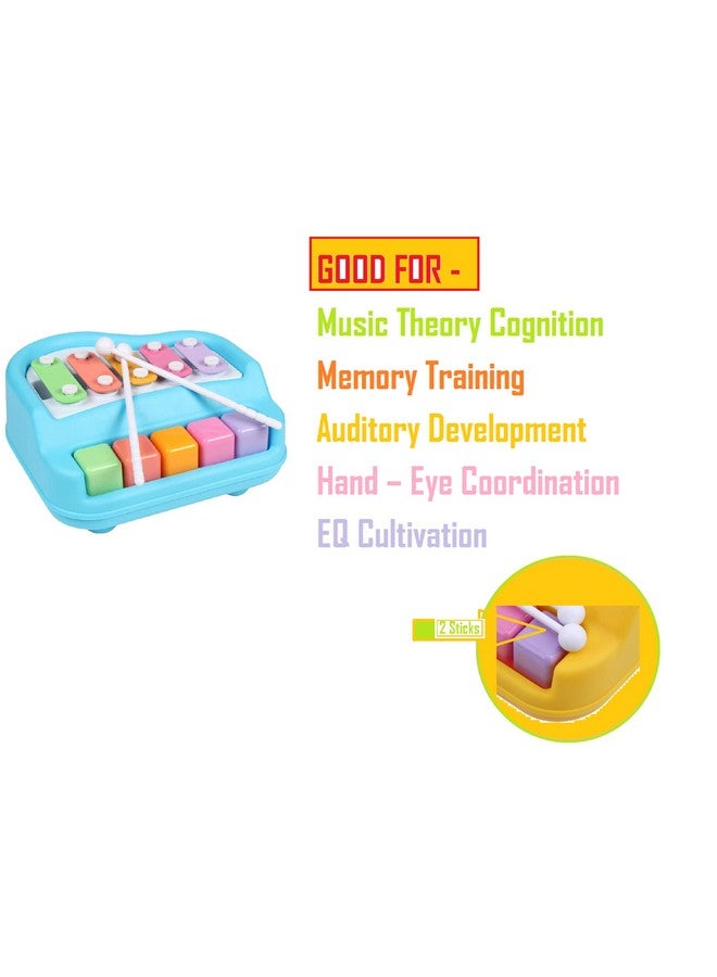 فنبلاست إكسيليفون فن بلاست - إكسيليفون للأطفال، آلات موسيقية للأطفال، إكسيليفون للأطفال، إكسيليفون لعمر سنة واحدة، طبول وآلات إيقاع للأطفال، ألعاب دق وضرب، ألعاب بيانو يدوي (أزرق) - Image 3