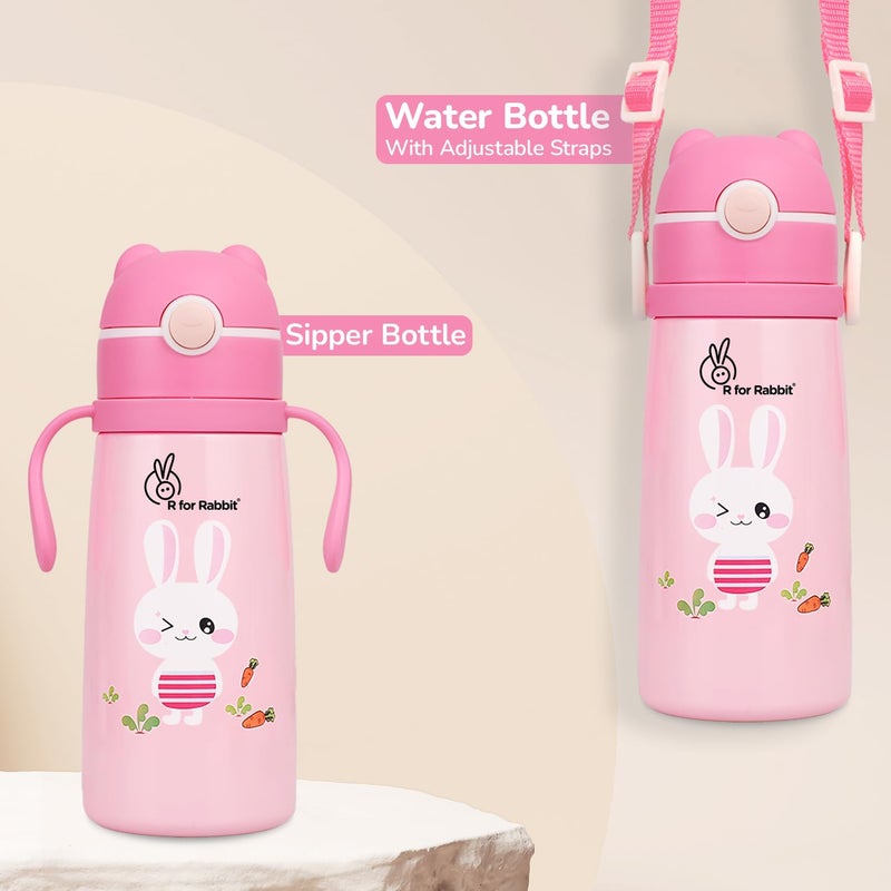 R for Rabbit زجاجة شرب رabbit Steebo Safari باللون الوردي على شكل أرنب - Image 3