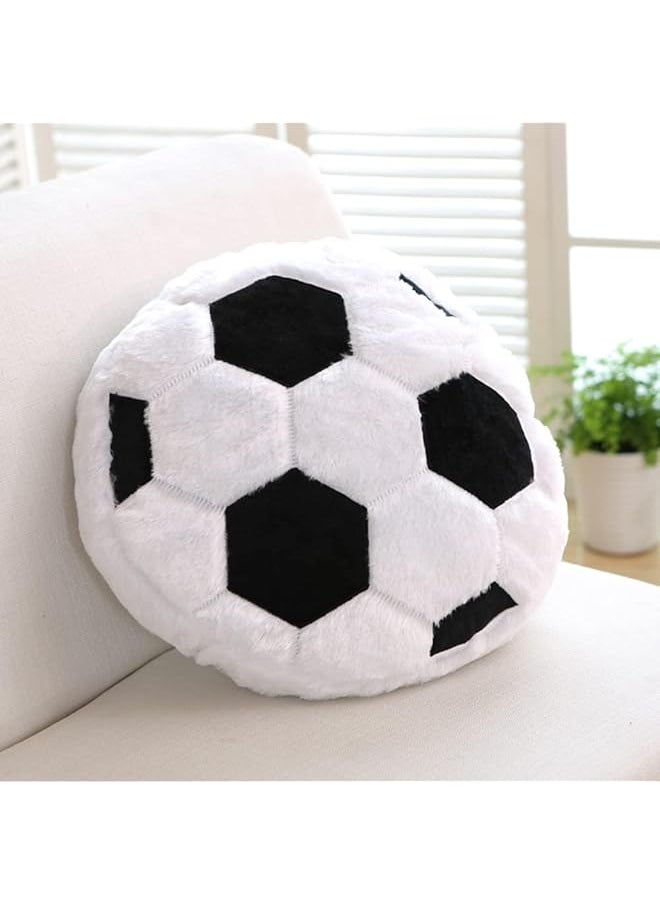 The Bros Football Plush Pillow Fluffy Durable Stuffed, Football Throw Pillow Ball Sports, Ball Pillow Soft Durable Sports Toy Sofa Room Decoration Soft Sports Toy Gift (White+Black)  - Image 1
