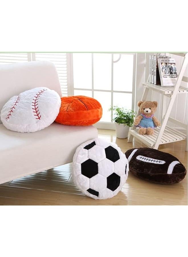 The Bros Football Plush Pillow Fluffy Durable Stuffed, Football Throw Pillow Ball Sports, Ball Pillow Soft Durable Sports Toy Sofa Room Decoration Soft Sports Toy Gift (White+Black)  - Image 4