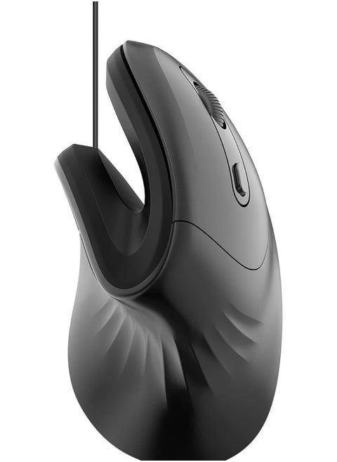 LIKE SHOW Wired Vertical Mouse, Ergonomic Mouse for Right-Handed Users, 800/1200/2400/3200 DPI PC Mouse Prevention Against Mouse Arm / Tennis Elbow (RSI Syndrome), Computer Mouse for Office/Home