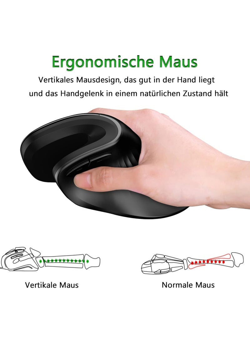 LIKE SHOW Wired Vertical Mouse, Ergonomic Mouse for Right-Handed Users, 800/1200/2400/3200 DPI PC Mouse Prevention Against Mouse Arm / Tennis Elbow (RSI Syndrome), Computer Mouse for Office/Home