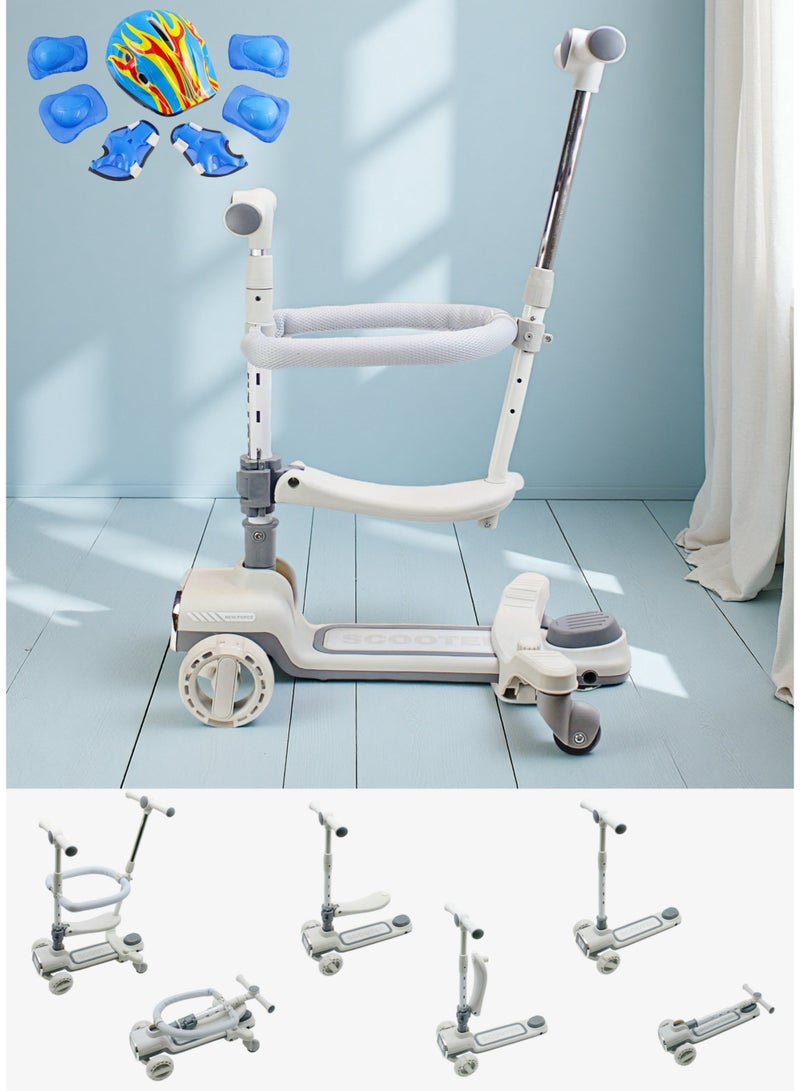 EASY FUTURE Kids Kick Scooter 360° Baby Fence & Adjustable Parent Push Bar, Kids Three Wheel Scooter for Boys and Girls 1-12 Year Old Including Full Protective Gear Set – 4-in-1 Toddler Scooter Foldable Scooter Adjustable Height and Removable Seat - Image 1