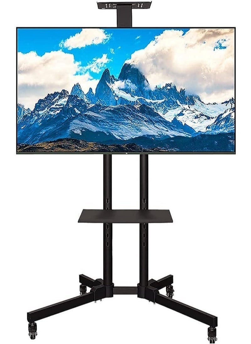 Economical Series TV Cart with Rolling Casters and Shelf – Mobile TV Stand, Max VESA 600x400, Fits 37" to 70" Displays, Weight Capacity 50kg - Image 4