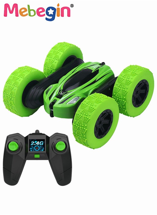 MEBEGIN - 2.4Ghz RC Stunt Car Toy, 360°Double Side Flips Rotating RC Car, Rechargeable Remote Control Car, Portable Remote Control Double-sided Dump Truck, 2 AA Battery (Not Included) for RC Controller, Suitable for Indoor and Outdoor, Ideal Gift for Kids, 15*16*7cm - Image 1