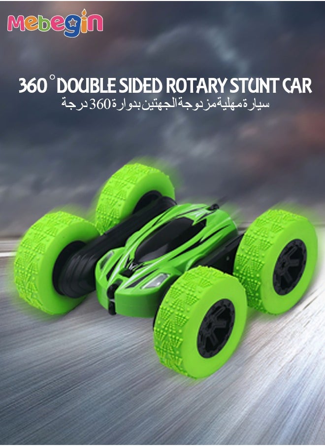 MEBEGIN - 2.4Ghz RC Stunt Car Toy, 360°Double Side Flips Rotating RC Car, Rechargeable Remote Control Car, Portable Remote Control Double-sided Dump Truck, 2 AA Battery (Not Included) for RC Controller, Suitable for Indoor and Outdoor, Ideal Gift for Kids, 15*16*7cm - Image 1