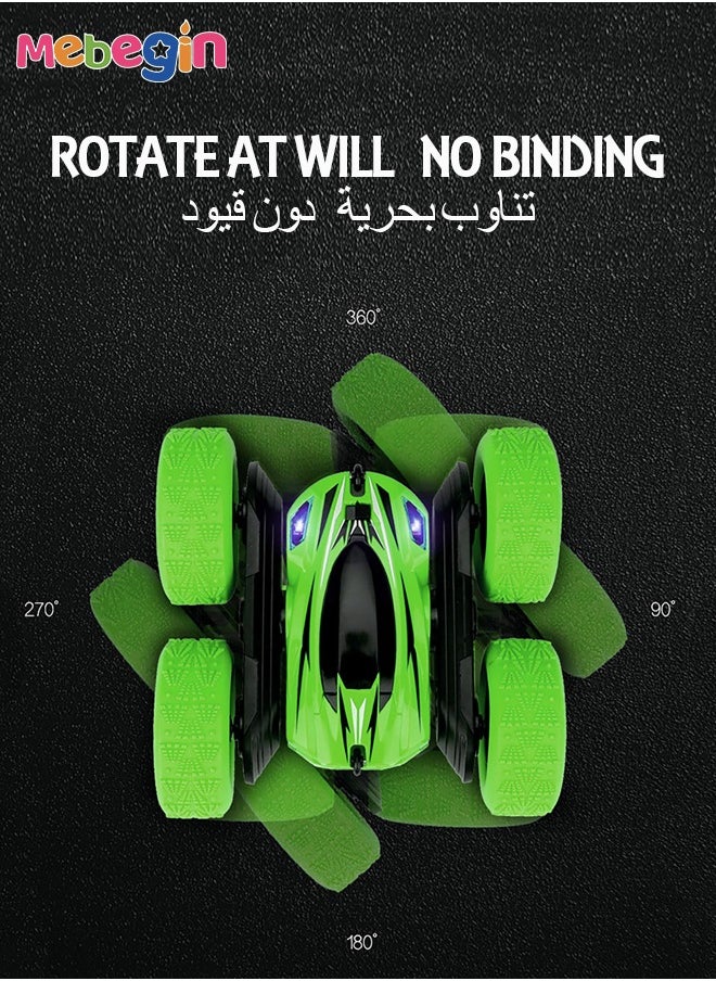 MEBEGIN - 2.4Ghz RC Stunt Car Toy, 360°Double Side Flips Rotating RC Car, Rechargeable Remote Control Car, Portable Remote Control Double-sided Dump Truck, 2 AA Battery (Not Included) for RC Controller, Suitable for Indoor and Outdoor, Ideal Gift for Kids, 15*16*7cm - Image 1