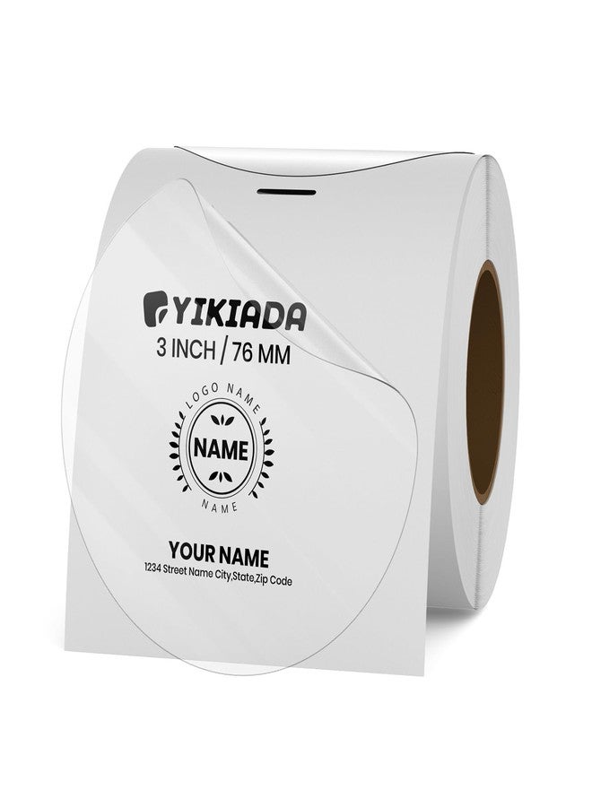 YIKIADA Transparent Round Thermal Labels 3 Inch Waterproof Stickers 200 PCS - Image 1