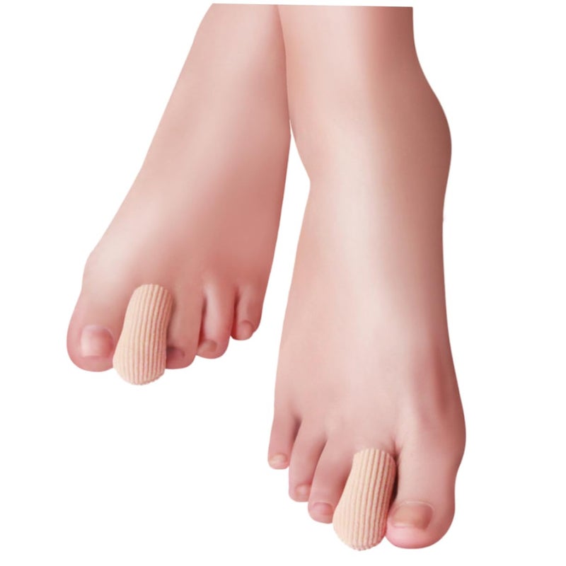 ORFOFE 1pair Toe Straightener Sleeve Tube with Gel Spacers for Bunion and Overlapping Toes Sebs Protector s Khaki Flexible Reusable Easy to Clean - Image 1