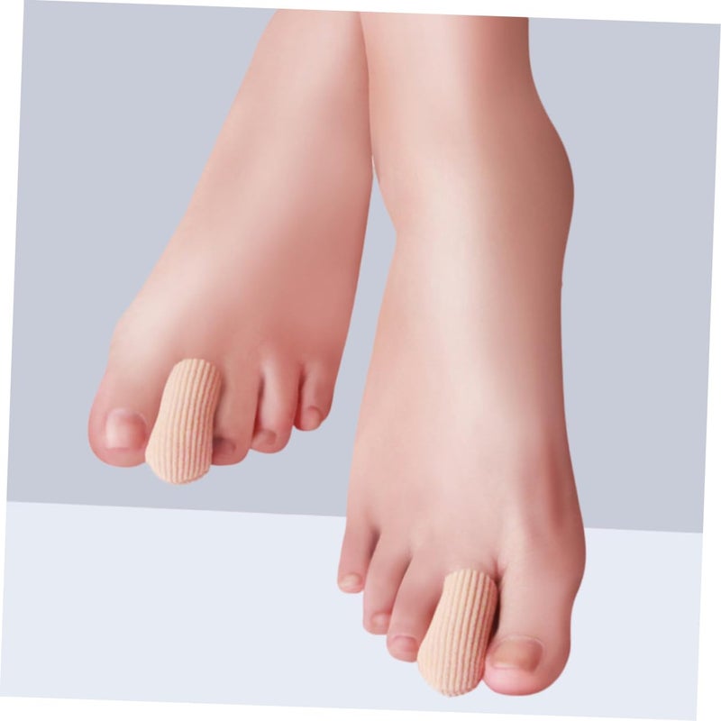 ORFOFE 1pair Toe Straightener Sleeve Tube with Gel Spacers for Bunion and Overlapping Toes Sebs Protector s Khaki Flexible Reusable Easy to Clean - Image 3