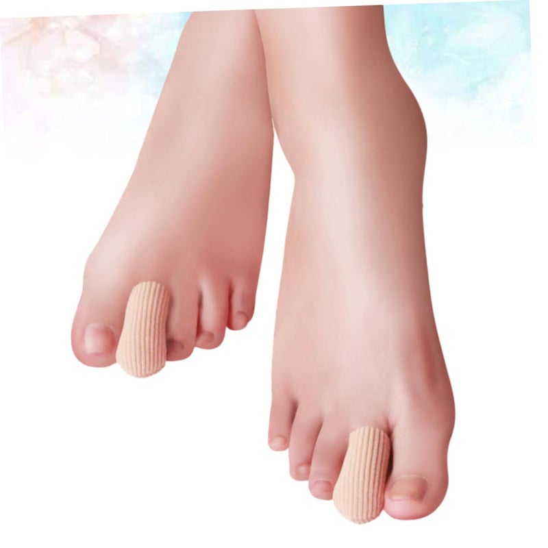 ORFOFE 1pair Toe Straightener Sleeve Tube with Gel Spacers for Bunion and Overlapping Toes Sebs Protector s Khaki Flexible Reusable Easy to Clean - Image 5