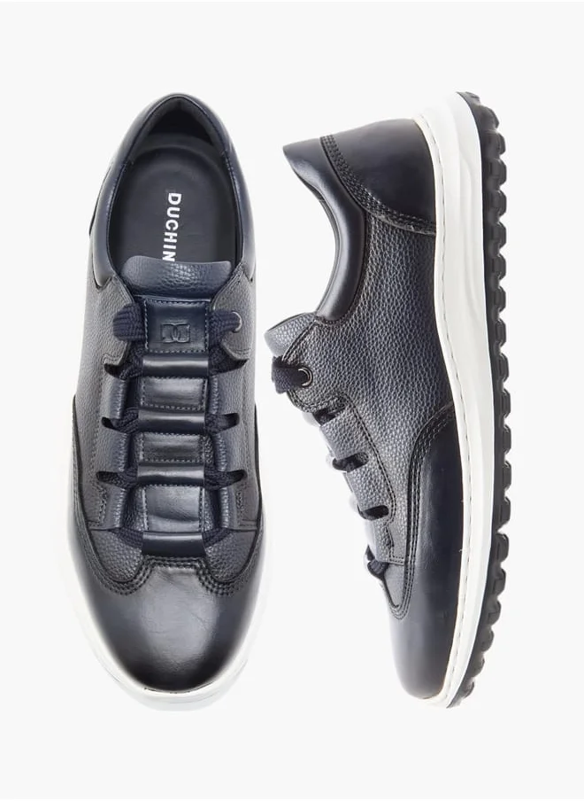 DUCHINI Men's Textured Sneakers with Lace-Up Closure