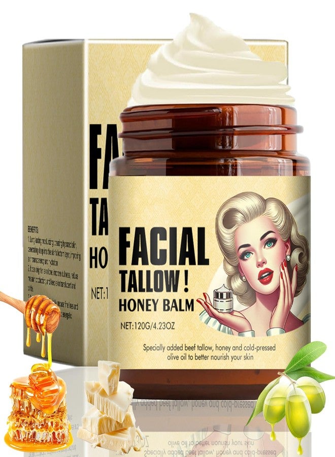 Loobexery Whipped Beef Tallow and Honey Balm, Beef Tallow For Skin Care, Beef Tallow Face Moisturizer Grass Fed Grass Finished Face Cream, Organic Moisturizing Cream for Face & Body Lotion Skin Care - Image 1