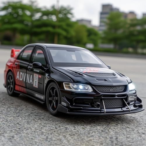 FEXXA Toy Car Compatible for 1:32 Mitsu bishi Lancer Evolution Model, Pull Back Diecast Collectible Car with Sounds ＆ Lights for Kids Boys Girls and Adults, Gift (Silver) - Image 2
