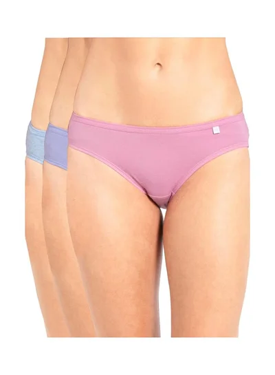 JOCKEY Jockey 1410 Women Medium Coverage Super Combed Cotton Mid Waist Bikini with Concealed Waistband Pack of 3