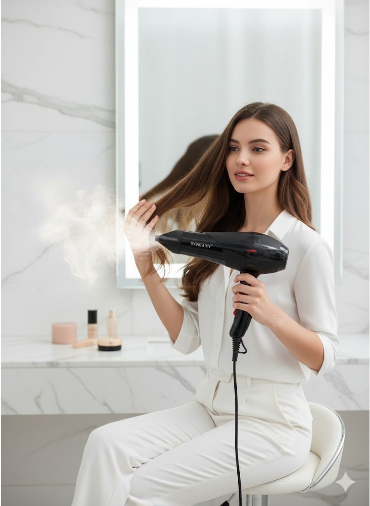 Sokany Hair Dryer 2300 Watt Hot Cold Motor 2 Speed ​​Black HS-3618 - Image 3