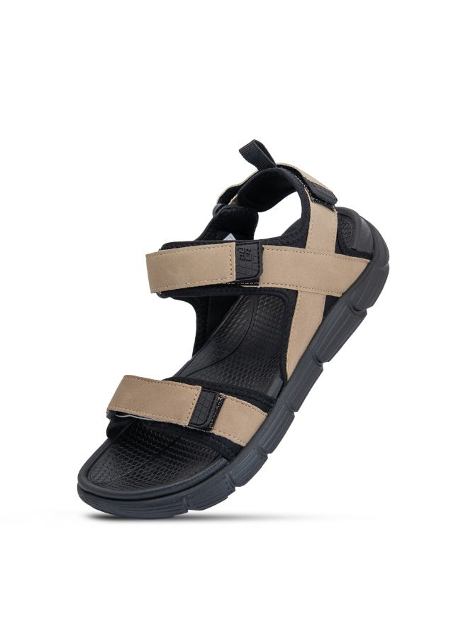 Puca Sandals For Men | Comfortable Men's Sandals | Hexa-Flow Outsole | Velcro | Fuze Black Beige - Image 1
