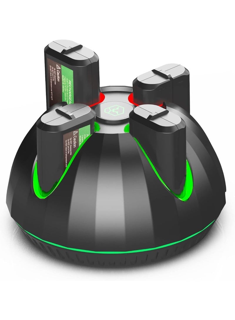YOUWE7 حزم بطاريات YOUWE7 لأجهزة تحكم Xbox (4 بطاريات بسعة 1300 مللي أمبير)، متوافقة مع أجهزة تحكم Xbox Series X/S وXbox One/S/X وElite؛ طقم بطاريات قابلة لإعادة الشحن يتضمن قاعدة شحن بـ 4 فتحات وكابل Type-C. - Image 1