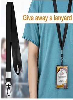 SYOSI SYOSI Badge Holder Wallet, Vertical ID Card Holder with Lanyard & Metal Clip for Credit Cards, Clear ID Window, 4Cards Capacity, Built-in Elastic Clip, Black  - Image 3