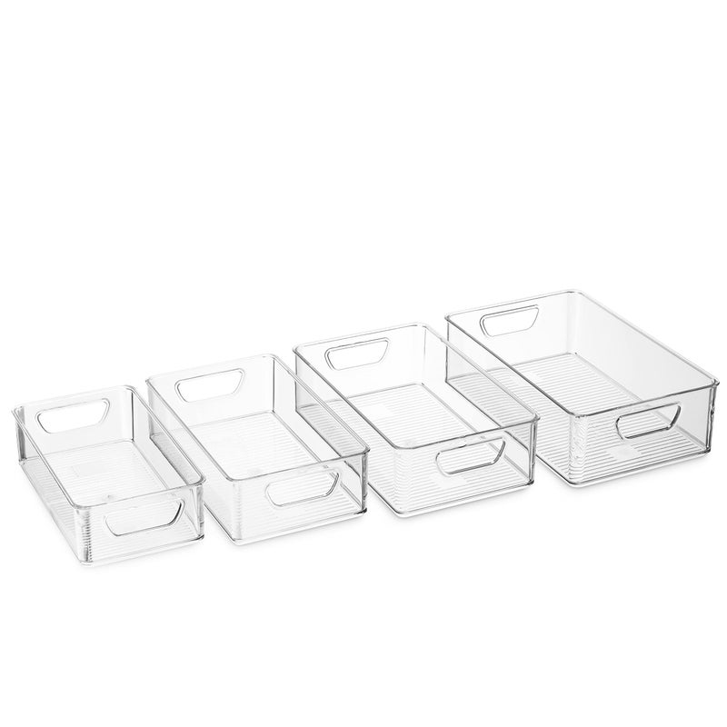 Munfix Set Of 16 Refrigerator Organizer Bins - Plastic Pantry Organization and Storage Baskets - Stackable Food Fridge Organizers with Cutout Handles for Freezer, Kitchen, Countertops, Cabinets - Image 5