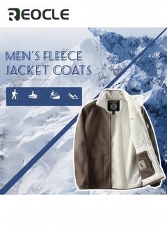 REOCLE Warm Sherpa Jacket for Men Winter Coats Outwear Winter Full-Zip Polar Fleece Sport Jacket with Pockets Unisex 360-Degree Ultra-Warm Sherpa Jacket Grey  - Image 2