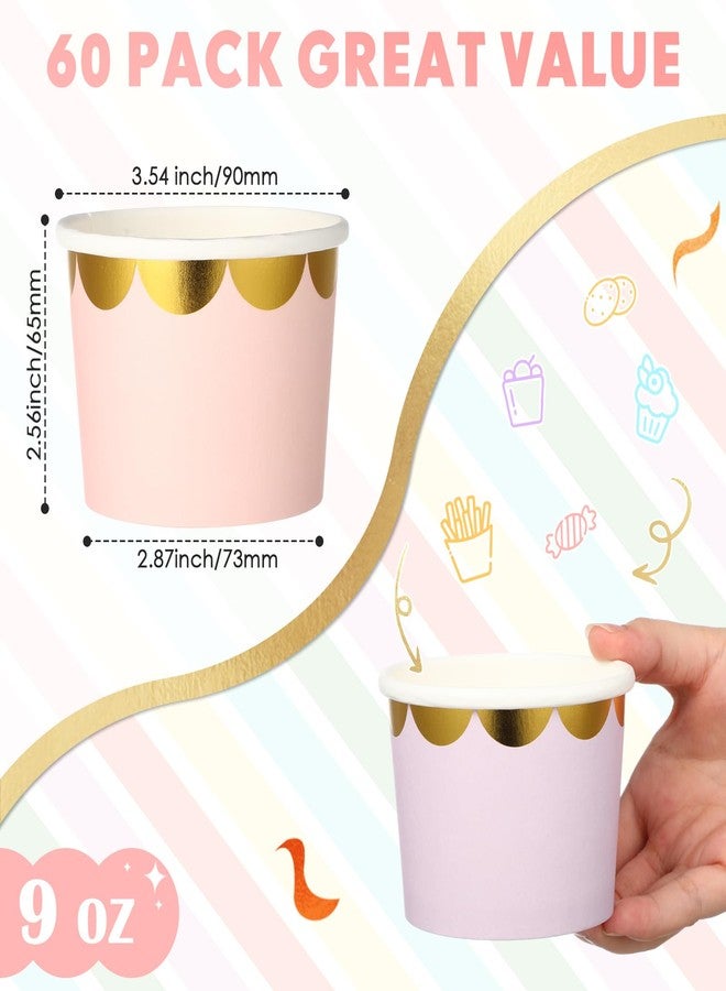 Willinglong 60 Pack Ice Cream Cups 9 oz Ice Cream Bowls Disposable Snack Paper Bowls Cupcake cups Party Supplies and Cups for Sundae Yogurt Dessert Soup for Birthday Baby Shower Party Decorations - Image 2