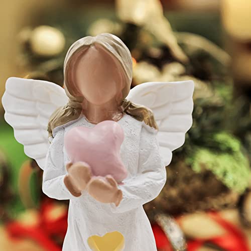 FYBW 5.12'' Guardian Angel Figurines Holding Pink Heart, Angel of Love Heart Statue Home Decor for Christmas Mother Valentine's Day - Image 5