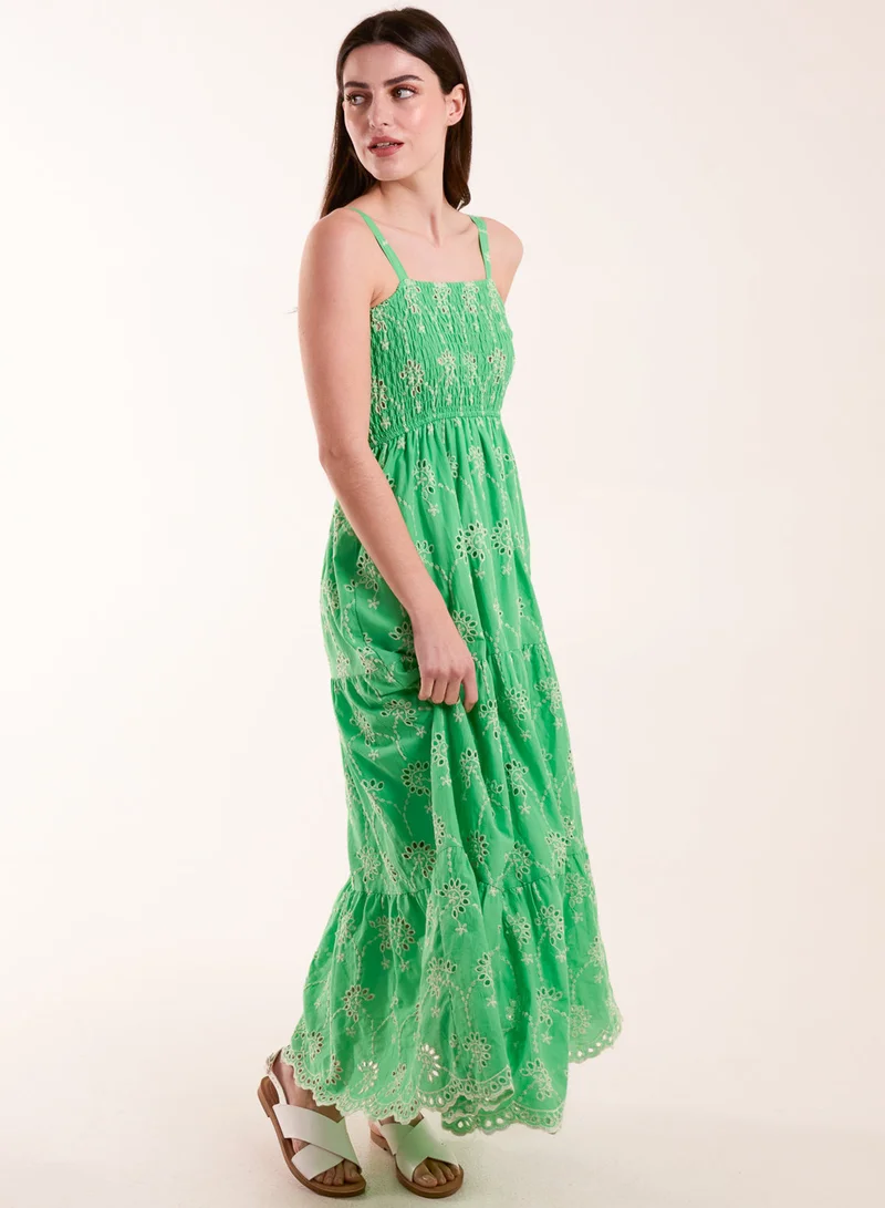 Blue Vanilla Broderie Anglaise Shirred Bust Dress