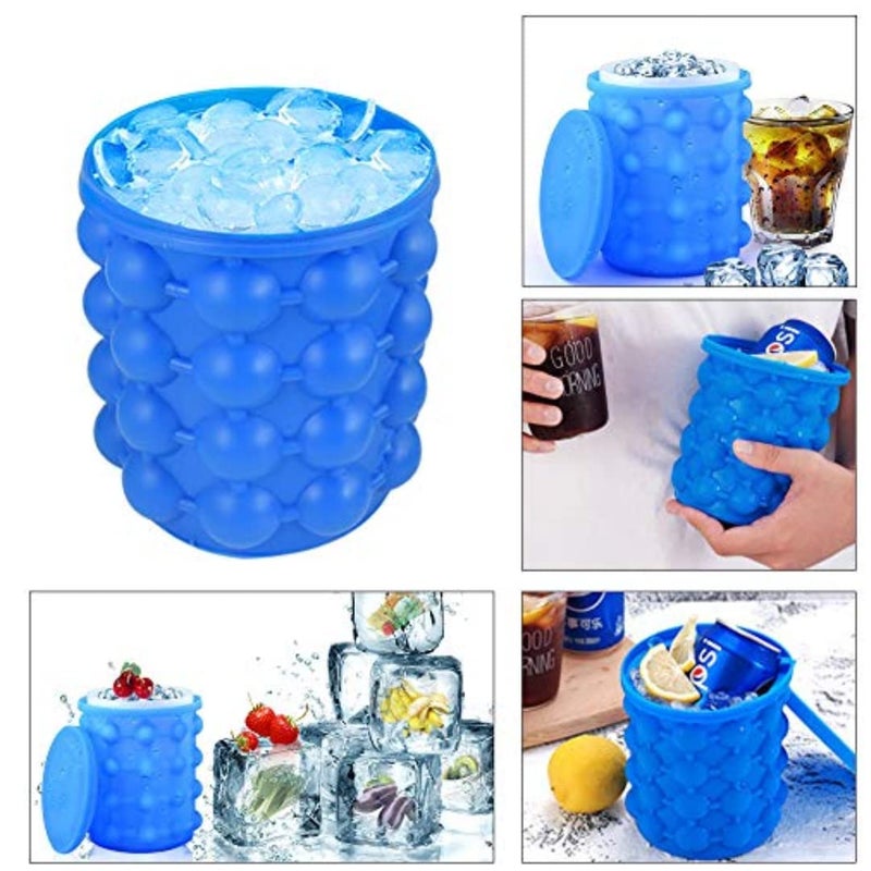BROOKITCHEN Ice Cube Mold Ice Trays Large Silicone Ice Bucket 2 in 1 Ice Cube Maker Round Portable for Whiskey Cocktail - Image 4