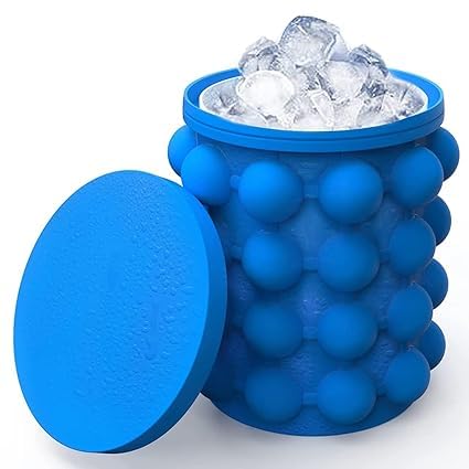BROOKITCHEN Ice Cube Mold Ice Trays Large Silicone Ice Bucket 2 in 1 Ice Cube Maker Round Portable for Whiskey Cocktail - Image 1