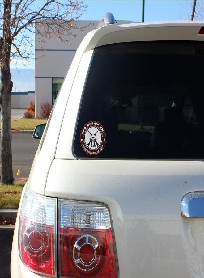 AMFLOWER 2x 2nd Amendment - America's Original Homeland Security Round Bumper Sticker Decal (5 Inch) - Image 3