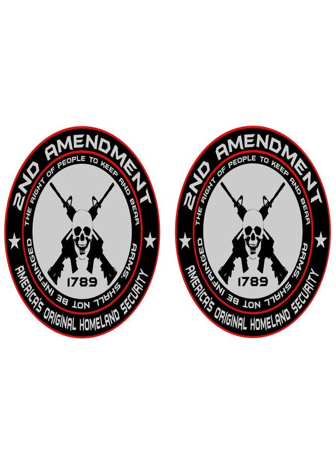 AMFLOWER 2x 2nd Amendment - America's Original Homeland Security Round Bumper Sticker Decal (5 Inch) - Image 1