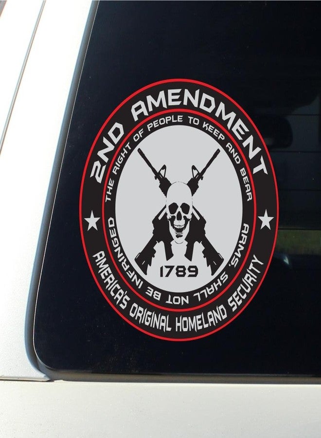 AMFLOWER 2x 2nd Amendment - America's Original Homeland Security Round Bumper Sticker Decal (5 Inch) - Image 2