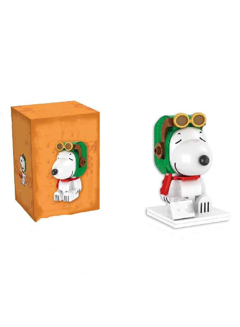general Mini Square Head Green Hat Snoopy Particle Creative Toy Children's Educational Doll Assembly Toy Collection Birthday Gift